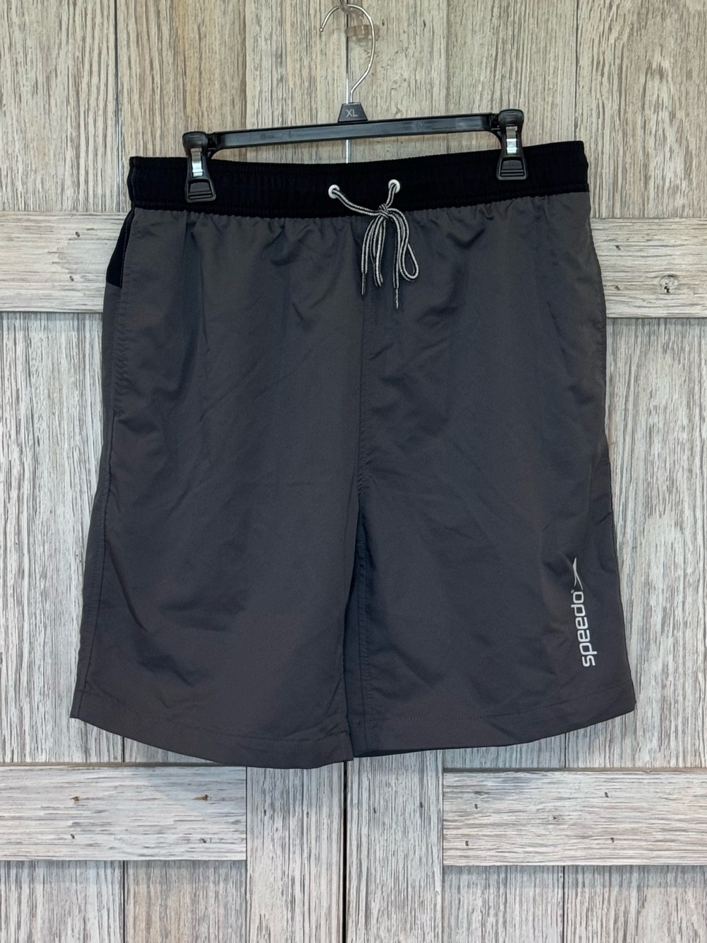 Speedo Men's Charcoal Swim Shorts with Black Waistband no liner sz L